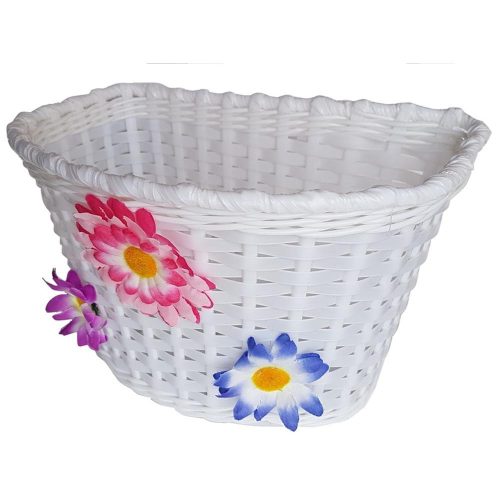 Kosár Kerékpárra Gyerek Fehér Virágos 16"