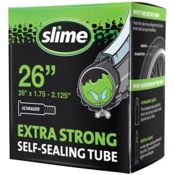   Kerékpár Belső Gumi Slime 26 x 1,75-2,125 Autó Szelep = Motor, Schrader, AV, SV Defektmentesítővel Feltöltve 