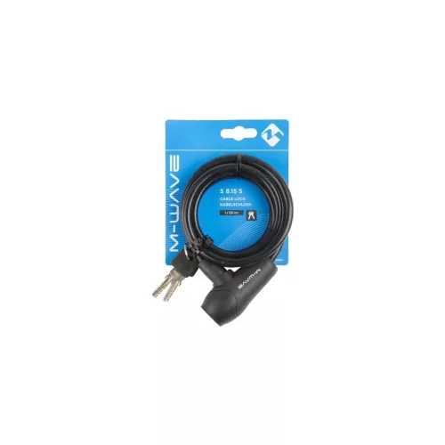 Kerékpár Lakat Spirál Kulcsos 8X1500mm Szilikonos M-Wave Fekete