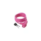 Kerékpár Lakat Spirál Kulcsos 8X1500 Mm Szilikonos - M-Wave Pink