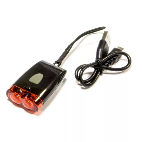 Villogo Hátso Usb 2Led 3Funk Fekete Kerékpárra