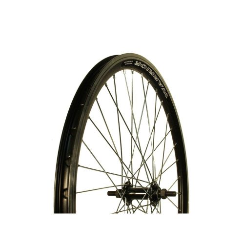 Kerékpár Kerék 24-Es Első Duplafalu Warior Fekete Felni Acél Agy Fekete Menetes