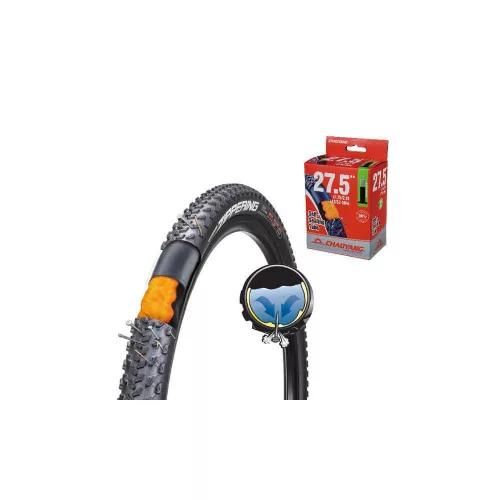 Kerékpár Belső Gumi Chaoyang 27,5 x 2,125 Szelep Hossza 48mm Autó Szelep = Motor, Schrader, AV, SV Defektmentesítővel Feltöltve