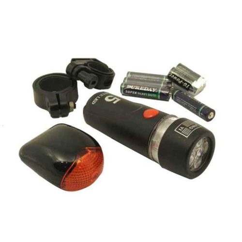 Kerékpár Világítás Garnitúra 5 Led-Es Elemmel Kicsi Ovál H. Villogóval