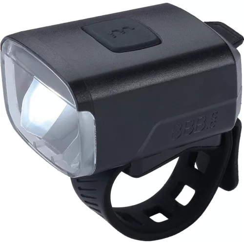 BBB Cycling első Lámpa Kerékpárra BLS-143 Stud, 130 lumen, 4 mód, micro USB tölthető 1000 mAh akku, gumis felfogatással