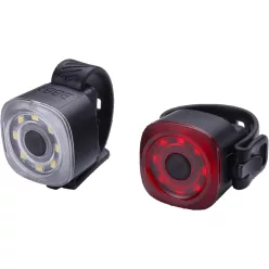   BBB Cycling Lámpa Kerékpárra szett BLS-227 Spirit, 30 és 12 lumen (első és hátsó), 9 mód, micro USB tölthető 250mAh akku, 8 akkufeszültség visszajelzős LED-del, gumis felfogatással
