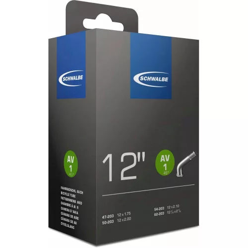 Kerékpár Belső Gumi Schwalbe 12 x 1,75-2,40 Szelep Hossza 40mm 45° Autó Szelep = Motor, Schrader, AV, SV 80G