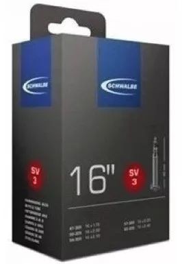 Kerékpár Belső Gumi Schwalbe 16 x 1,3/8 1,10-1,40 Szelep Hossza 40mm Presta szelep = Szingó, Francia, Sclaverand, FV, SV 85G