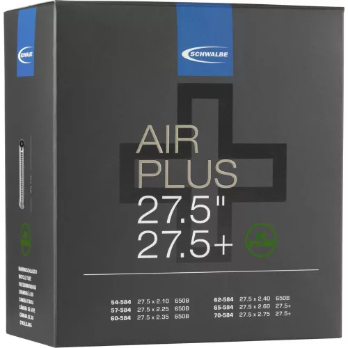 Kerékpár Belső Gumi Schwalbe Air Plus 27,5+ x 2,10-2,80 Szelep Hossza 40mm Autó Szelep = Motor, Schrader, AV, SV 400G