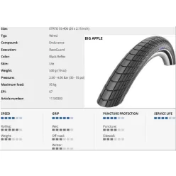   Kerékpár Külső Gumi Schwalbe 20X2,15(406-55) Big Apple Perf Hs430 Rg Adx Ref 530G