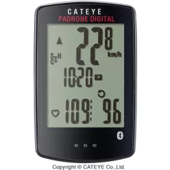   Kerékpár Computer Cateye Padrone 7Funk W.Less Óriás Kijelző Háttérv Fekete