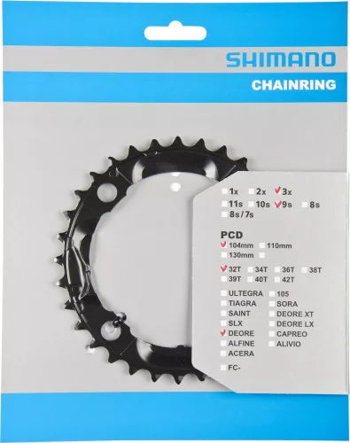 Shimano Lánckerék Kerékpárra 32F Fcm590-9 Fcm552 Fcm391 Fekete 9-es 104mm