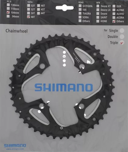 Shimano Lánckerék Kerékpárra 48F Fct551 48F-Al Lv 10-es Fekete Alu 104mm