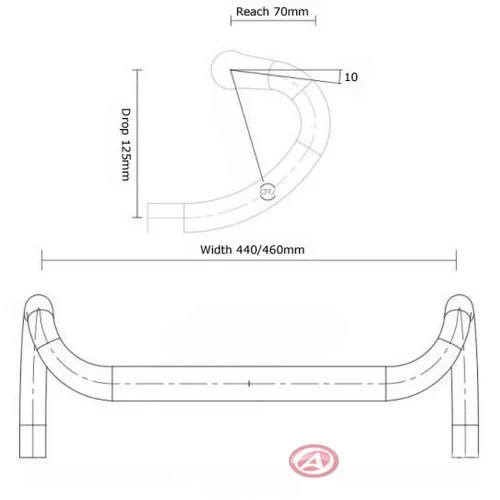 Kerékpár Kormány Aco-Hb-Gravel x8 L.440mm (Fekete) - Author