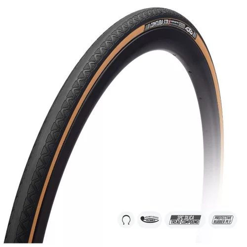 Kerékpár Külső Gumi Tufo Tubeless Ready(Belső Nélküli)Comtura 5 Tr 25Mm-622 (700X25C) 280 Gr. 5 - 7 Bar (75-100 P.S.I.) - Beige/Fekete
