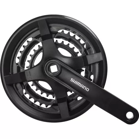 Shimano Hajtómű TY 170mm 48x38x28F Négyszögtengelyes Fekete 6/7/8s Láncvédővel Kerékpárra